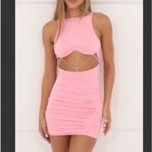 Bright Pink Lucy in the Sky Mini Dress Size Medium